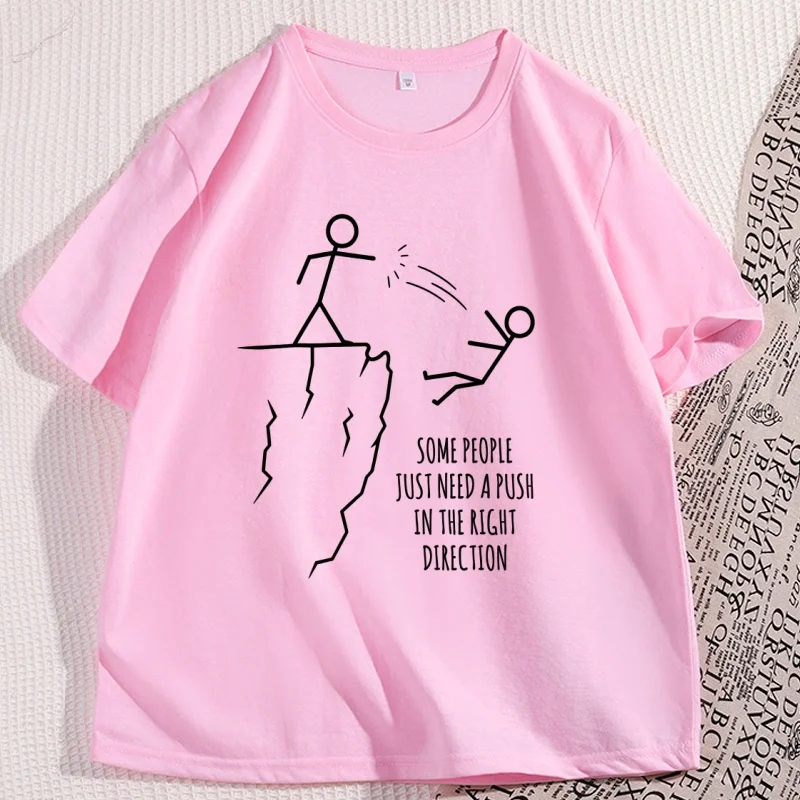 Humorous 'Push in The Right Direction' Sarcasm T-Shirt - Graphic Tee with Short Sleeves