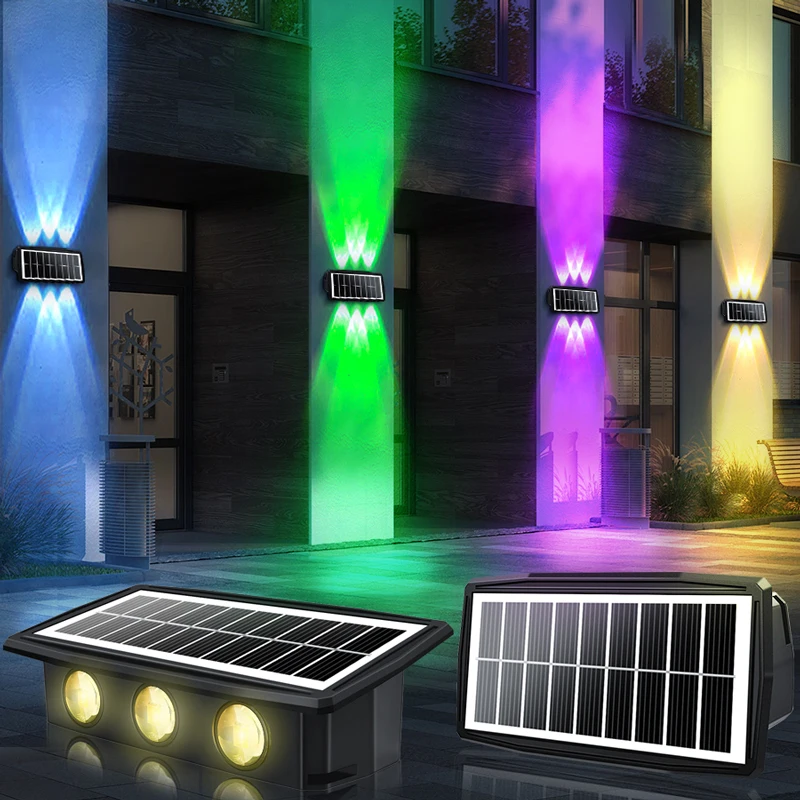Solar Light Up Down 4/6 Led Solar Wall Light Accent Waterproof Decorative Lighting for House Fence Outside Step Stairs