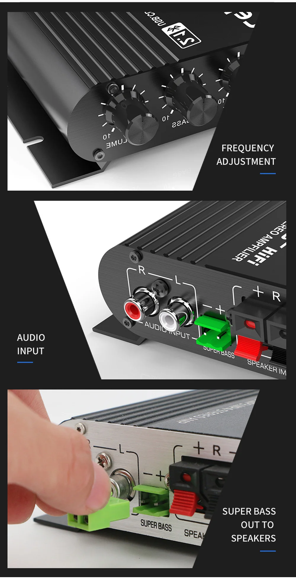 Audio Amplifier LEPY838USB Bluetooth Subwoofer Amplifier Computer 12V Car Home A
