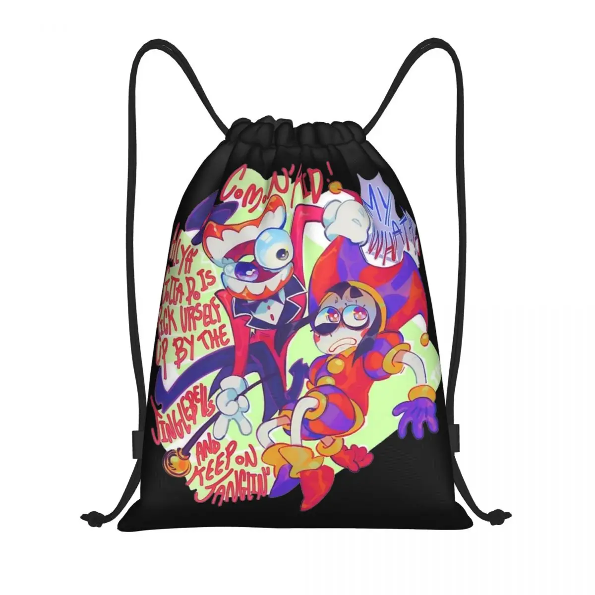 

The Amazing Digital Circus Drawstring Bags Sports Backpack Gym Sackpack Pomni Jax Caine String Bags for Exercise