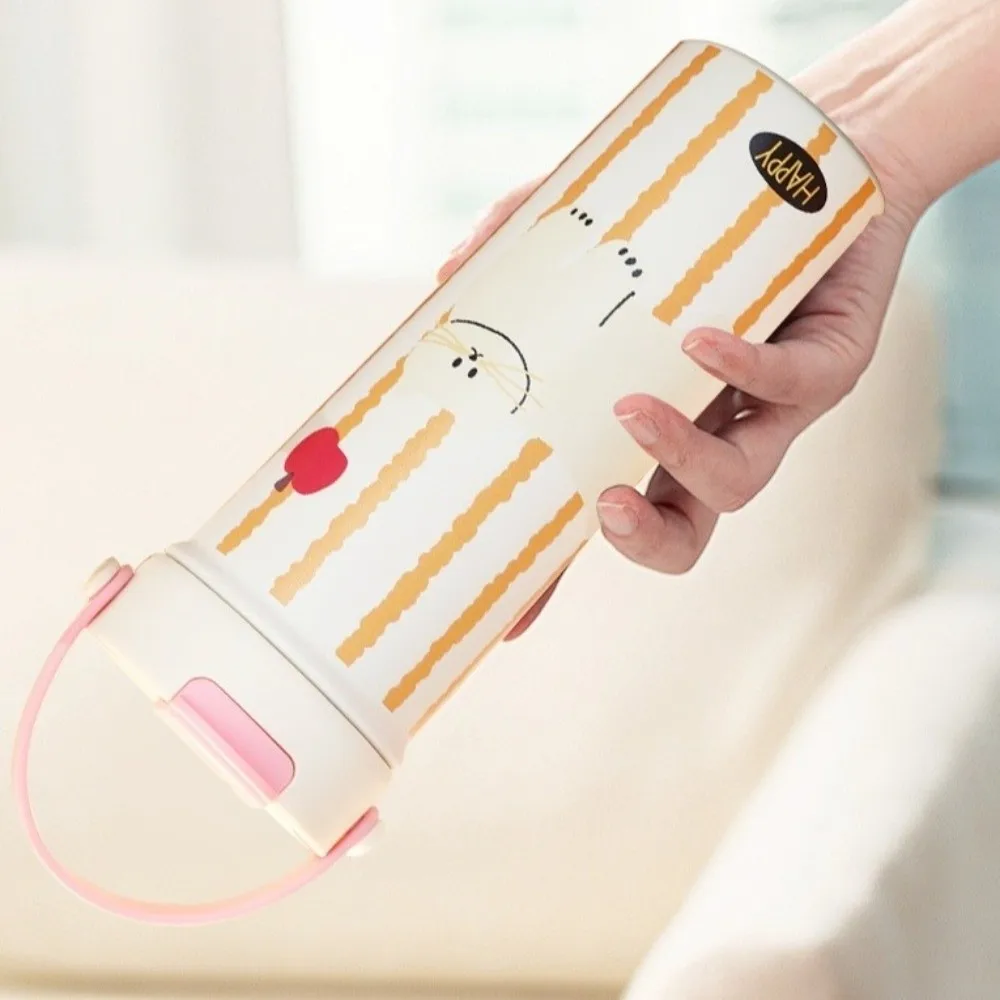 Water Bottle 600ml Insulated Cup Leak-proof Double Wall Travel Tumbler with Straw Cartoon Thermos Bottle Car Travel