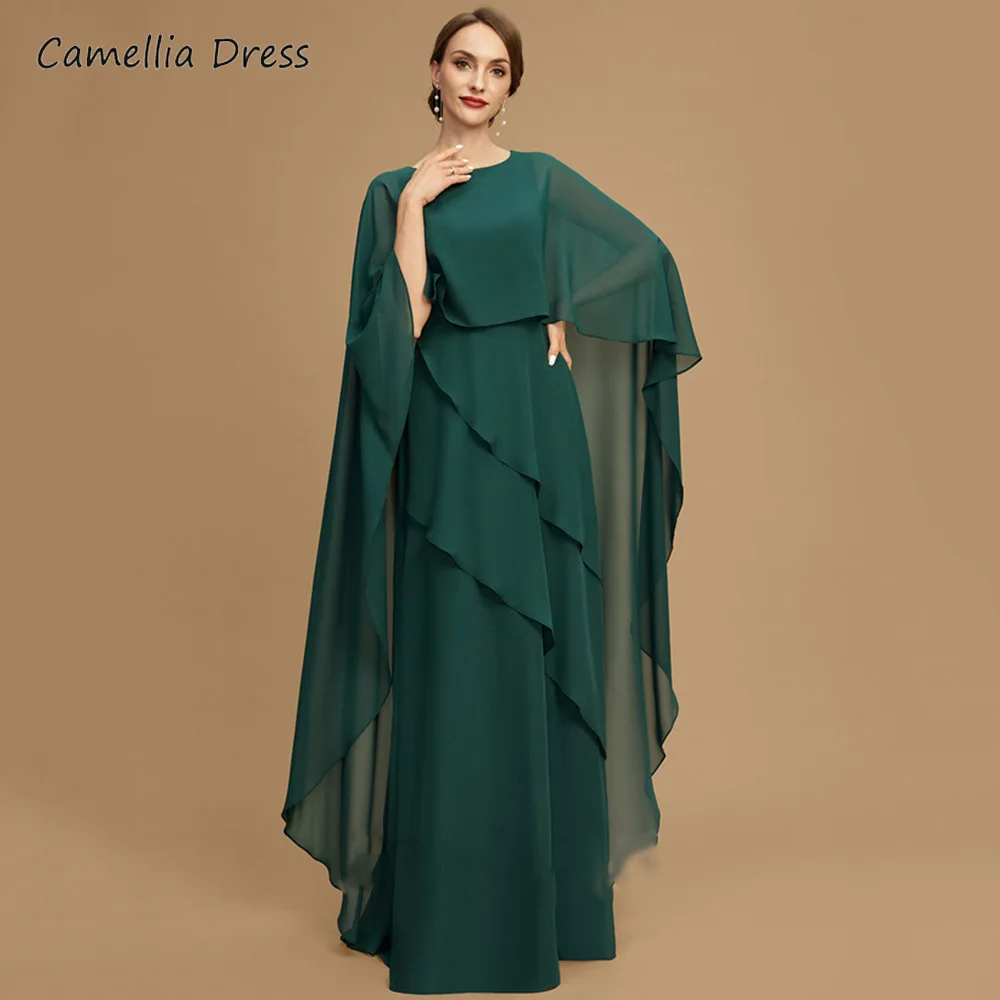 우아한 망토 신부의 어머니 드레스 특종 목 계층 정장 가운, 착시 뒷면 길이 Vestidos Para Madrina