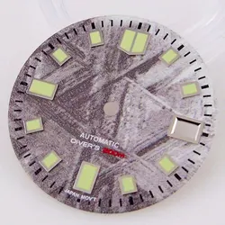 29mm Black & Green Dial with Blue Accents and Luminous Marks (3D printed dial)