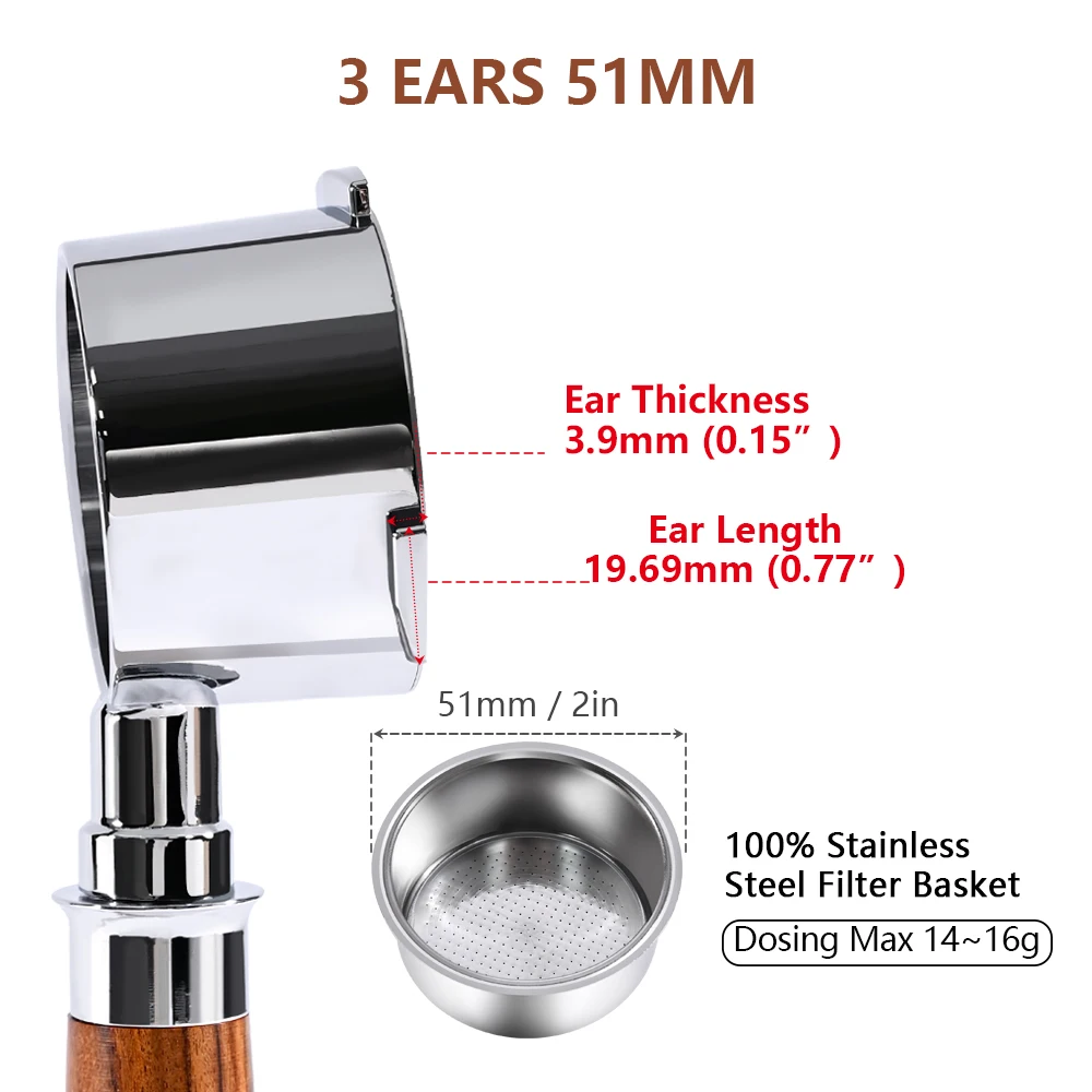 فلتر القهوة بدون قاع مقاس 51 مم مع سلة أكواب لآلة...