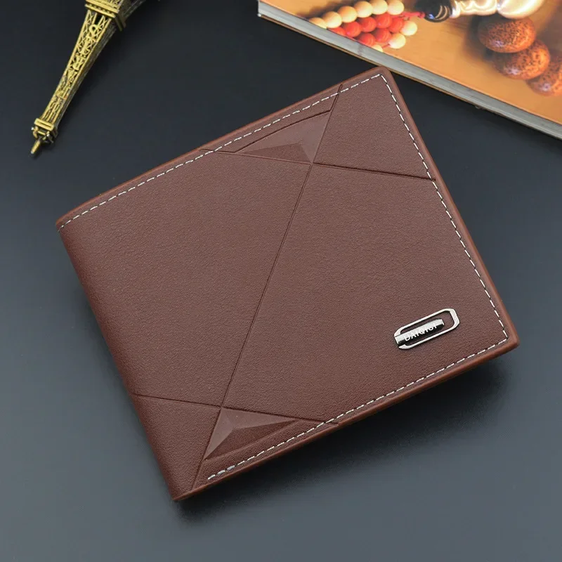 thumbnail image 1 of Cartera corta de piel sintética plegable para hombre, cartera masculina para tarjetas de crédito, tarjetero, billetera tipo sobre, cartera de mano, cartera de negocios sólida y delgada, 1 of 5