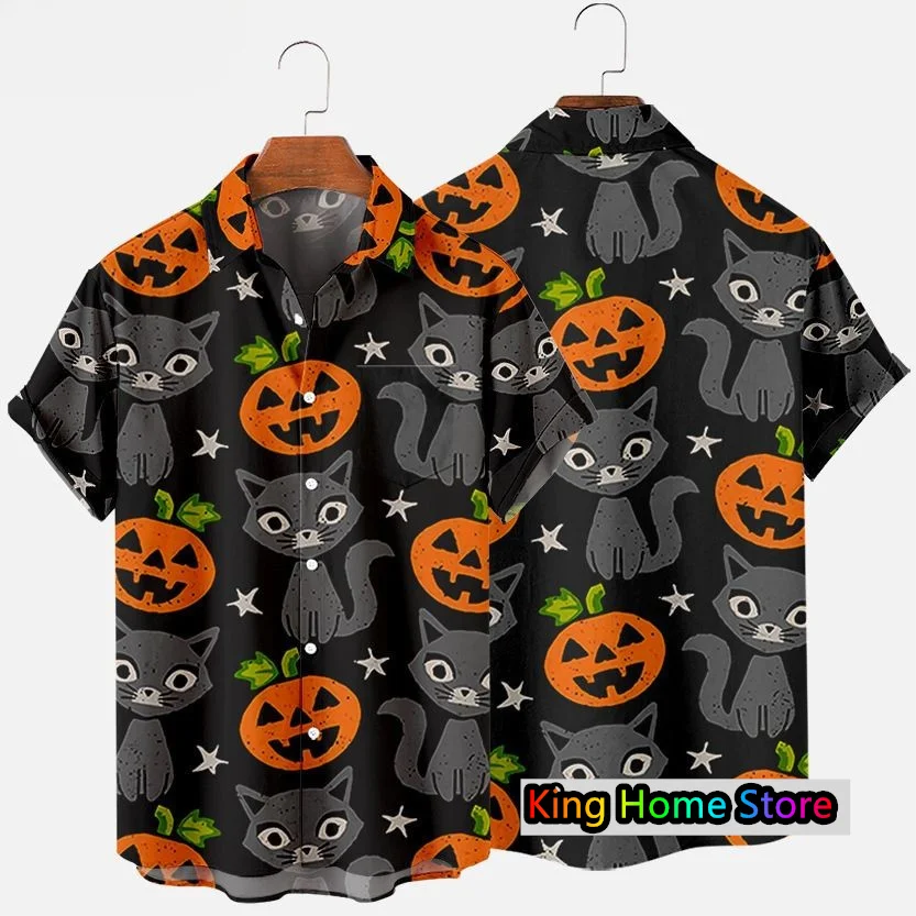 Halloween Shirt For Men Pumpkin Pattern Tops 3d Printed Short Sleeved Black Men's Clothing Holiday Party Shirts Tees Streetwear t shirts tees halloween leaky cauldron bleached t shirt tee dark grey in gray size 2xl 3xl m s xl