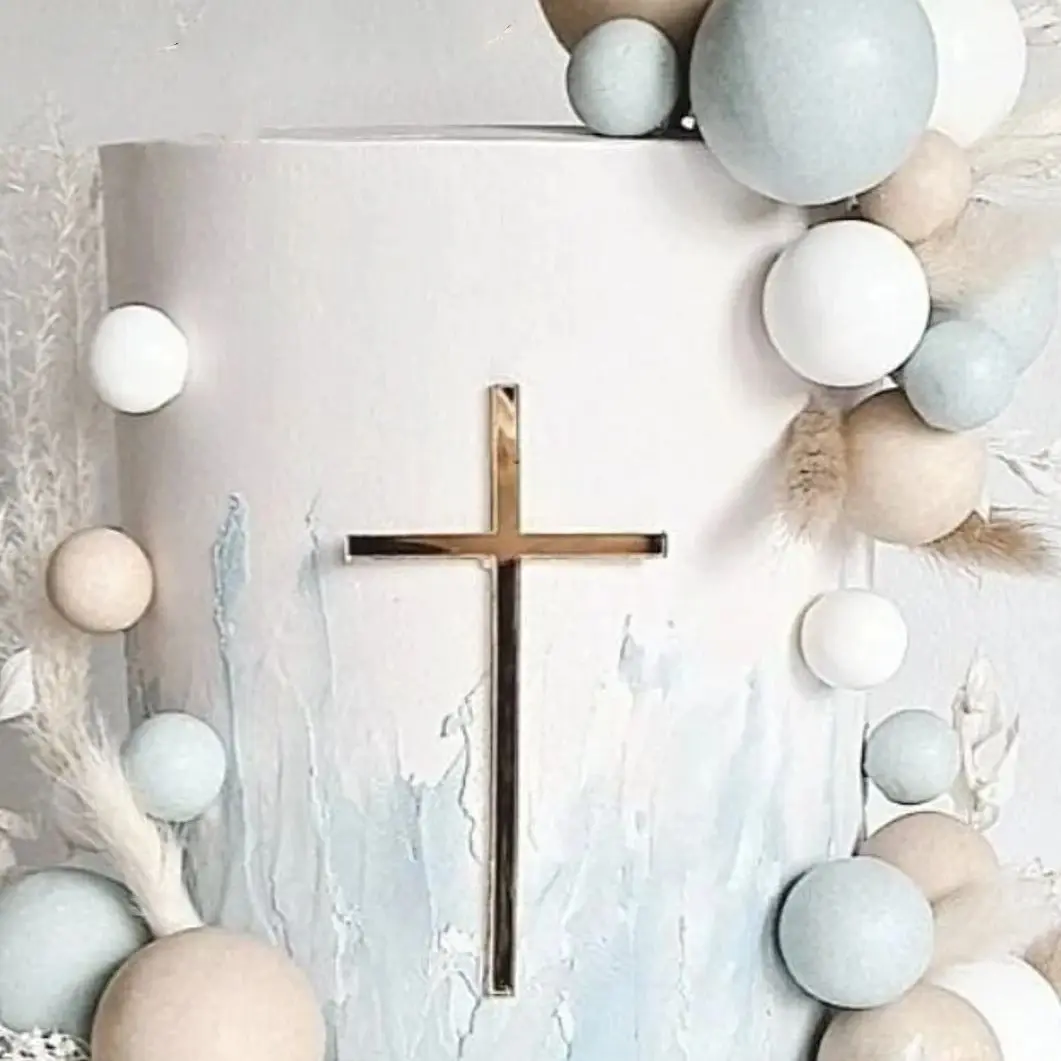Cross Cake Charm Mirror Acrylic Cross Cupcake Topper Christening Cake Topper Silver Gold First Holy Communion God Bless