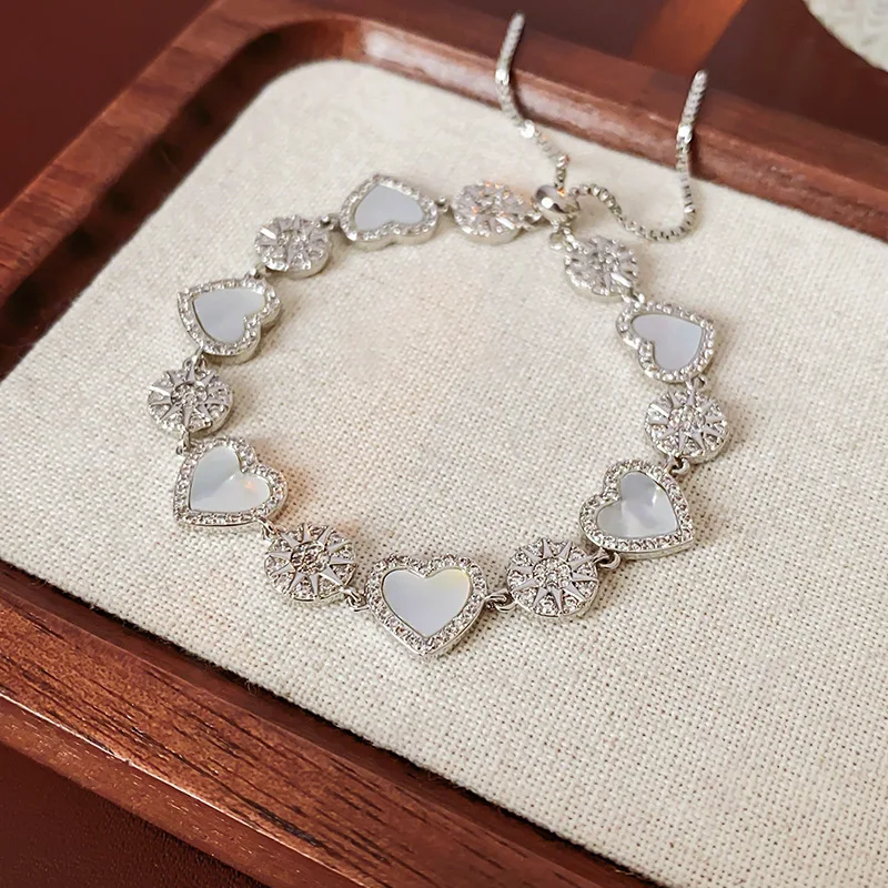 Real Gold Electroplated Zircon Sun Love Bracelet 2024 Light Luxury and Fashionable Women's Jewelry