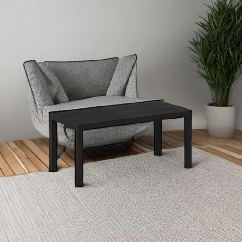 Classic Simple Coffee Table for Living Room, 38.98 (W) x 17.52 (H) x 18.9 (D) Inches, Black 6