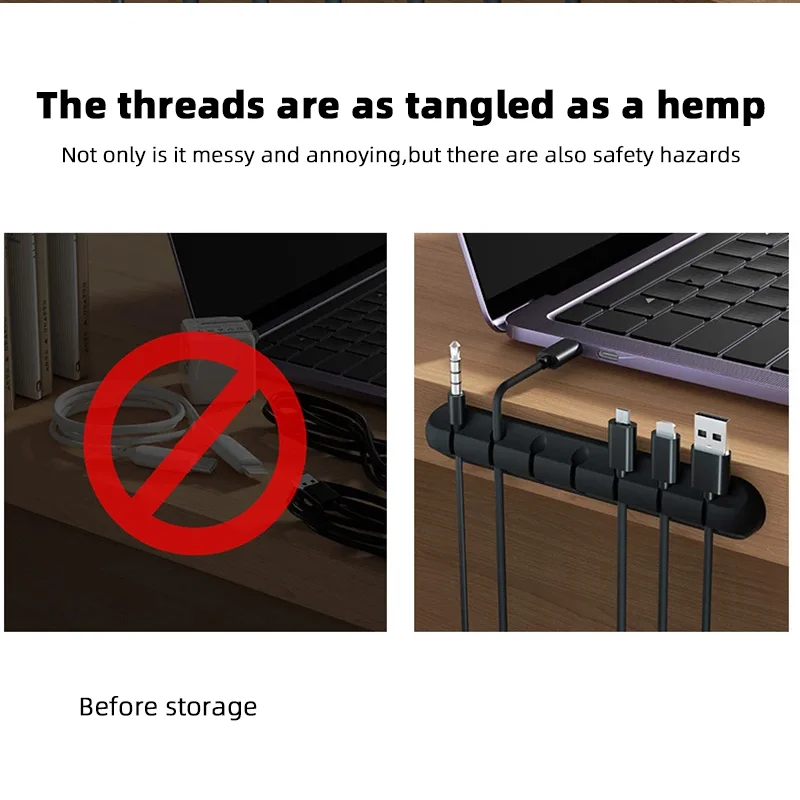 Cable Organizer Management Wire Holder Flexible USB Cable Winder Tidy Silicone Clips Keeper for phone