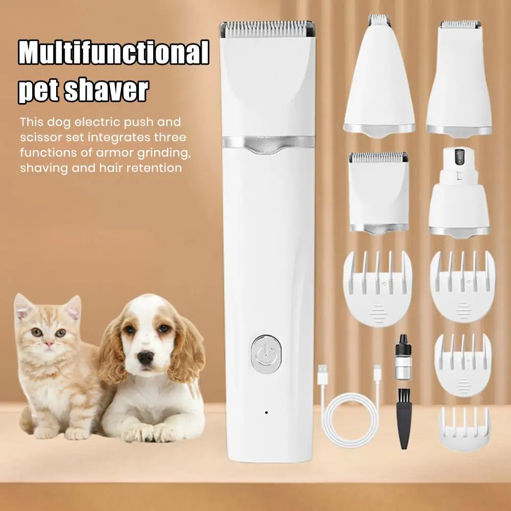 Dog Hair Clippers Grooming Kit Nail Grinder 4 in 1 Electric Trimmer Dogs Cat Low Noise USB Rechargeable Pet Paw Shaver pet nail grinder