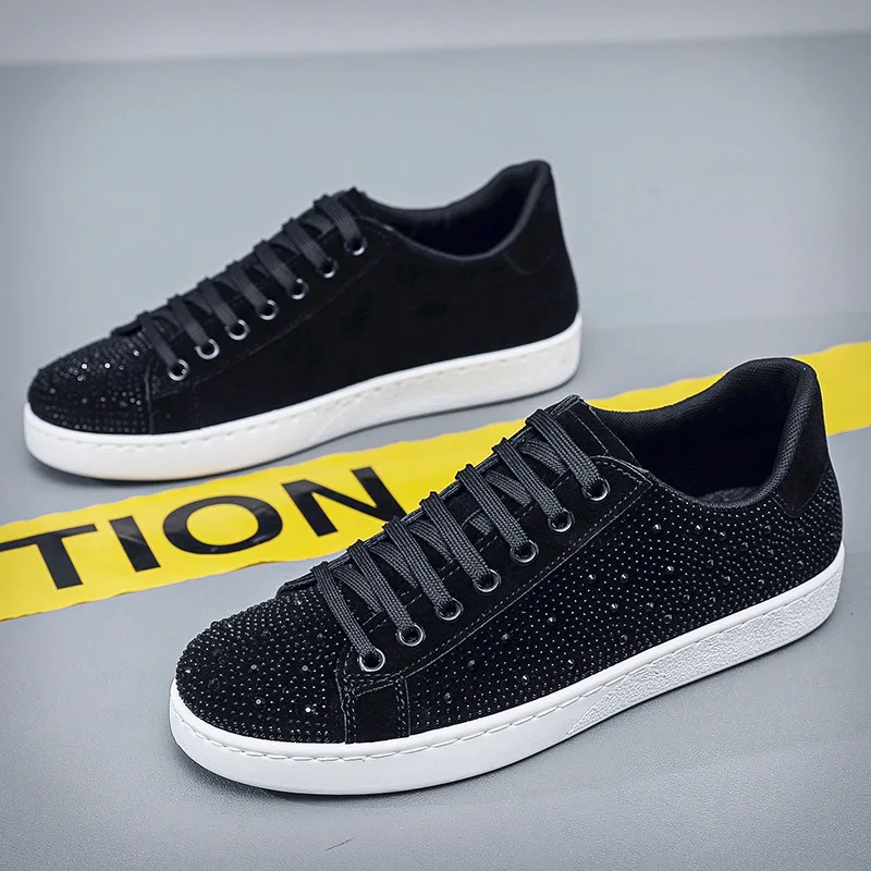 The latest men's luxury rhinestone casual board shoes 2024 Spring Autumn comfortable soft soled running sports shoes sneakers 6