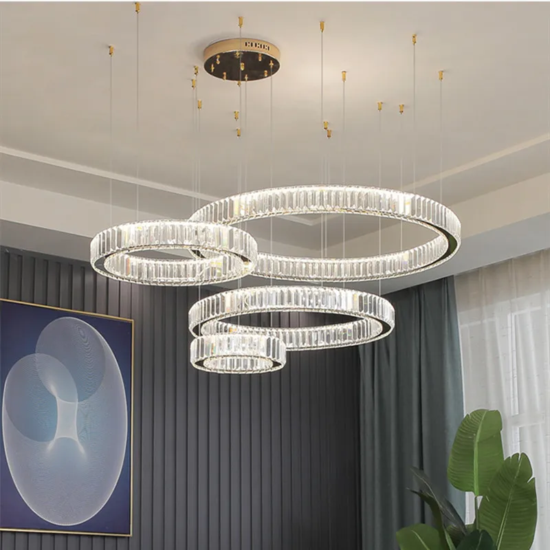 Pendant Lights Pendant Lamp Chandelier Lighting Modern Luxury Led Dimmable Pendant Lights Lustre Living Room Chandelier Lamp Fixtures Foyer Shiny Steel Led Luminarias Light