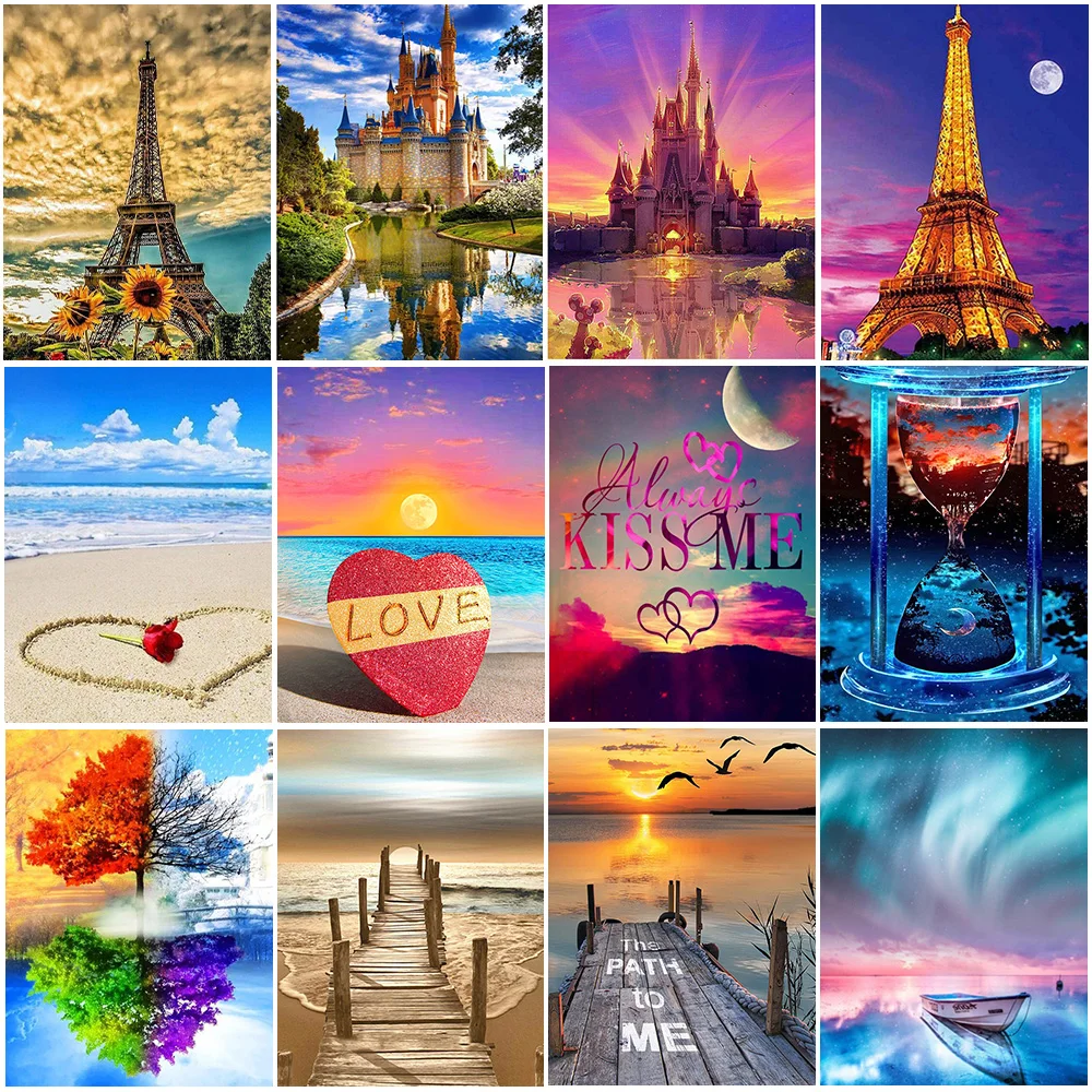 

Diamond Painting Landscape Sunset Sea Full Drill Diy Embroidery Scenery Mosaic Rhinestone Pictures Cross Stitch Home Decor Gift