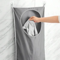 1pc wall mounted laundry storage bag, easy to access circular opening, bathroom wall mounted household clothing storage box 1