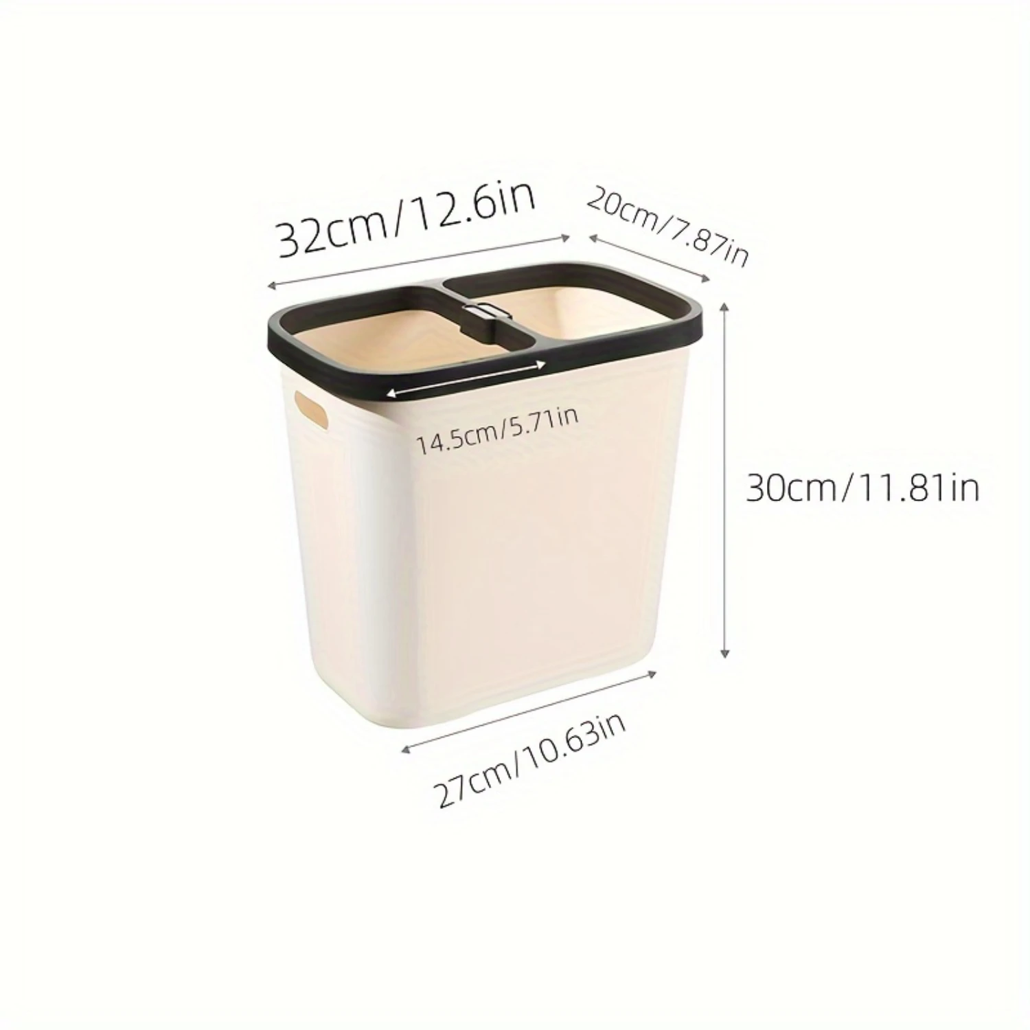 Square Trash Can For Kitchen, Bathroom & Living Room-No Lid Needed, Easy Sorting Waste Bin