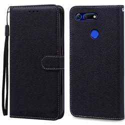Leather Wallet Flip Case for Honor View 20 - Elegant Phone Cover with Card Slots (Black)