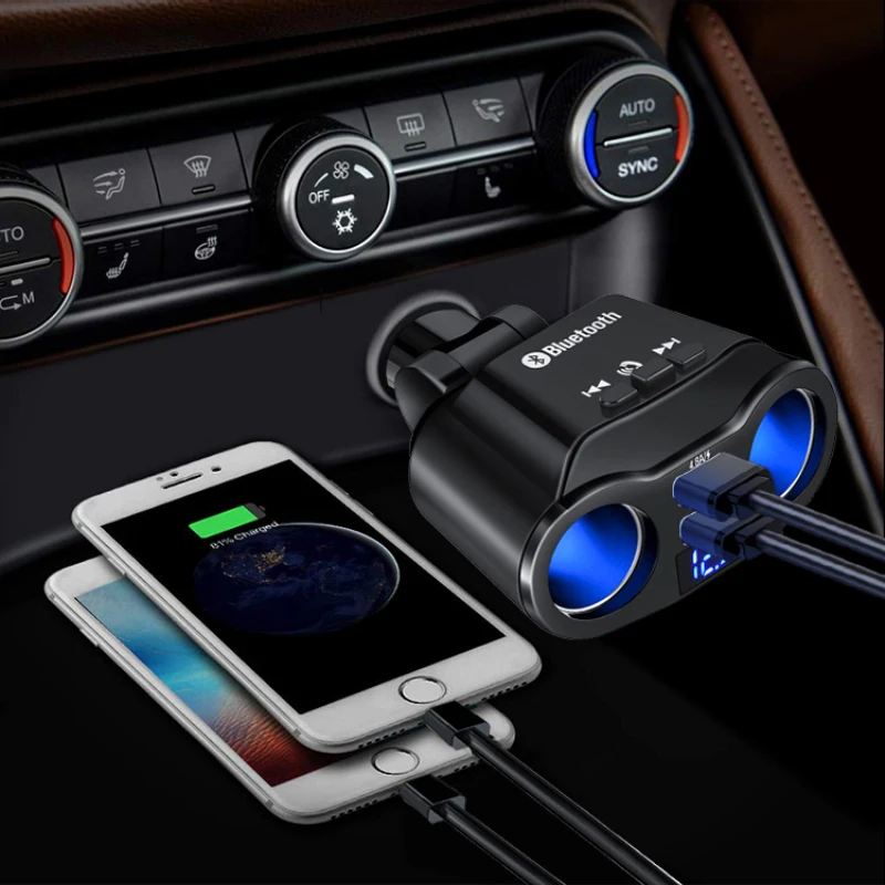 

Auto Car Cigarette Lighter Socket Splitter Charger 12V Dual USB Auto Cigarette Lighter Sockets Power Adapter Plug For All Phone