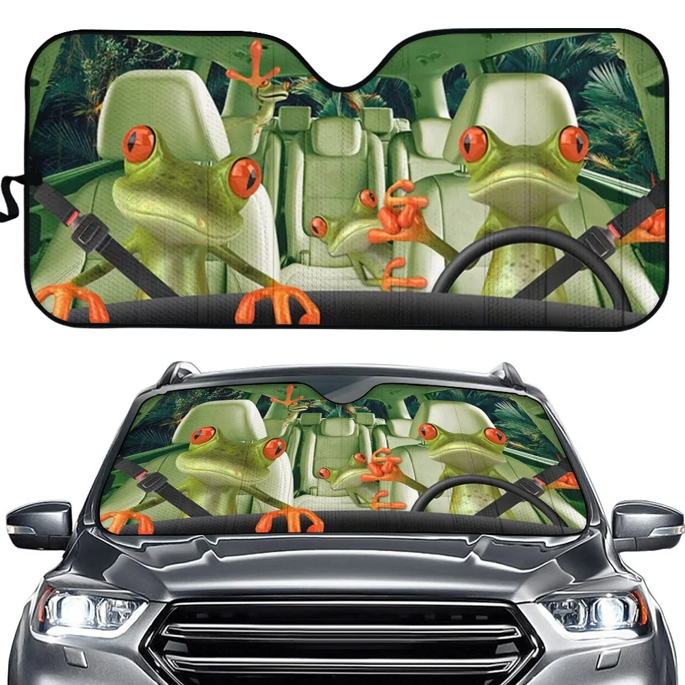 3D Funny Frog Drive Prints Car Sunshade Cute Animal Design Auto Accessories Car Window Windscreen Covers Foldable Auto Sun Shade AliExpress