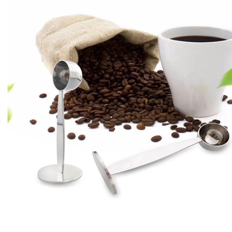 2 In 1 커피 스푼 스테인레스 스틸 프레스 듀얼 사용 커피 스푼 커피 파우더 스푼 프레스 파우더 해머 Coffeeware