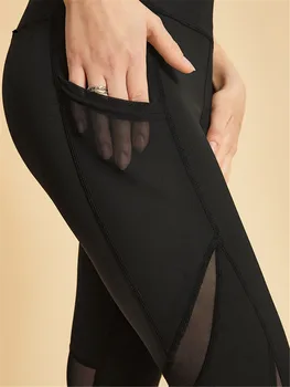 Leggings sportivi da donna in rete a contrasto resistente alle rughe per allenamento dimagrante per il sollevamento del sedere