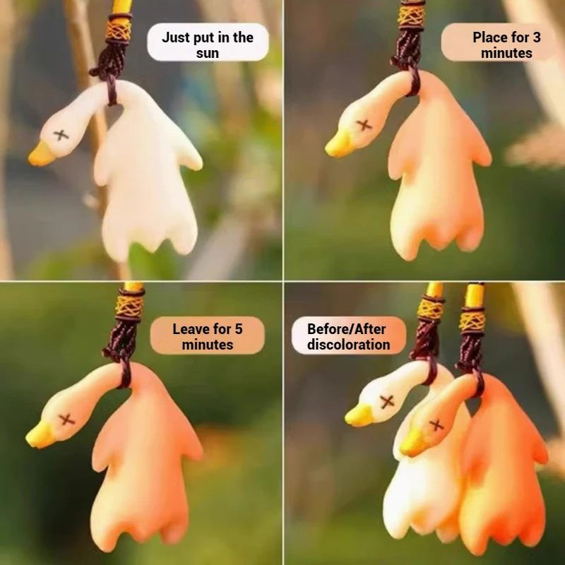 1-10pcs Kawaii Color Changing Duck Keychain Roast Duck Pendant Creative Diy Schoolbag Car Hanging Pendants Swing Ducks Ornament  5