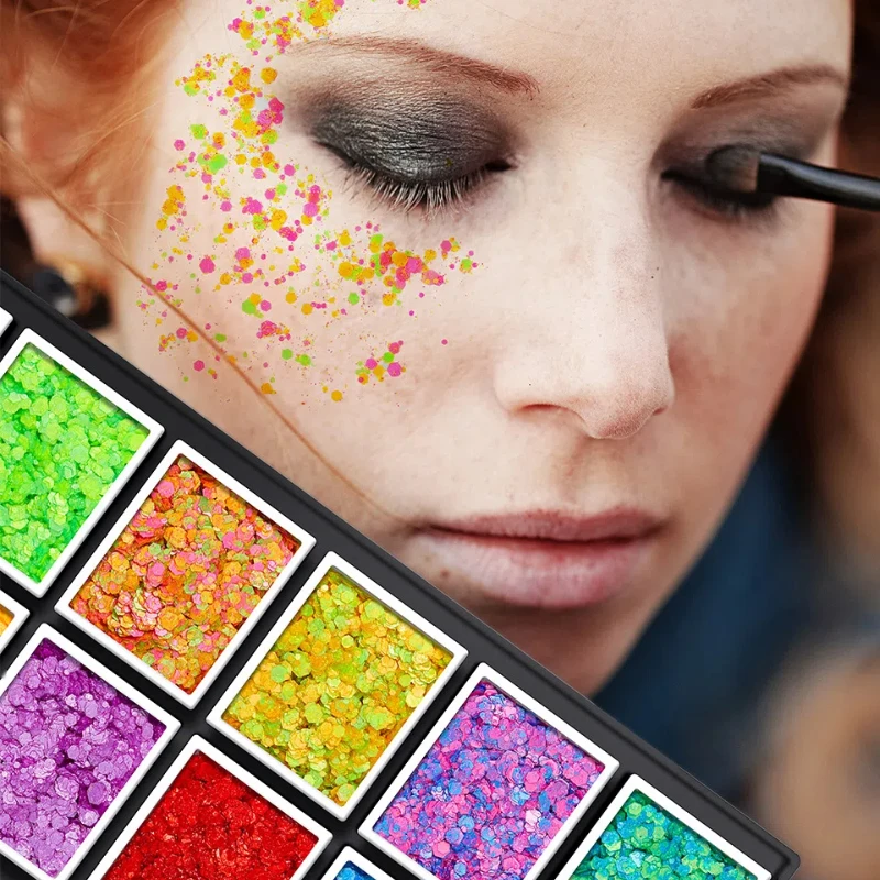 Christmas Sequins Decorative Body Cream Luminous Holographic Multicolor UV Chunky Glitter Gel Paste Palette