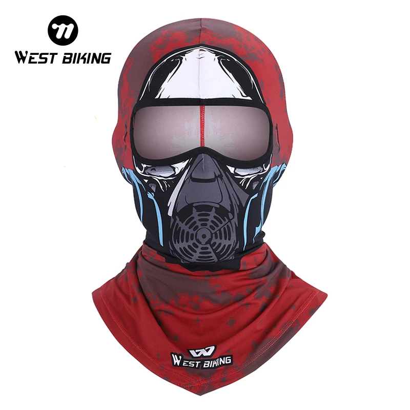 WEST BIKING Motorcycle 3D Skull Balaclava Summer UV Protection Cycing Caps For Men MTB Road Bike Hat Cooling Sport Gear