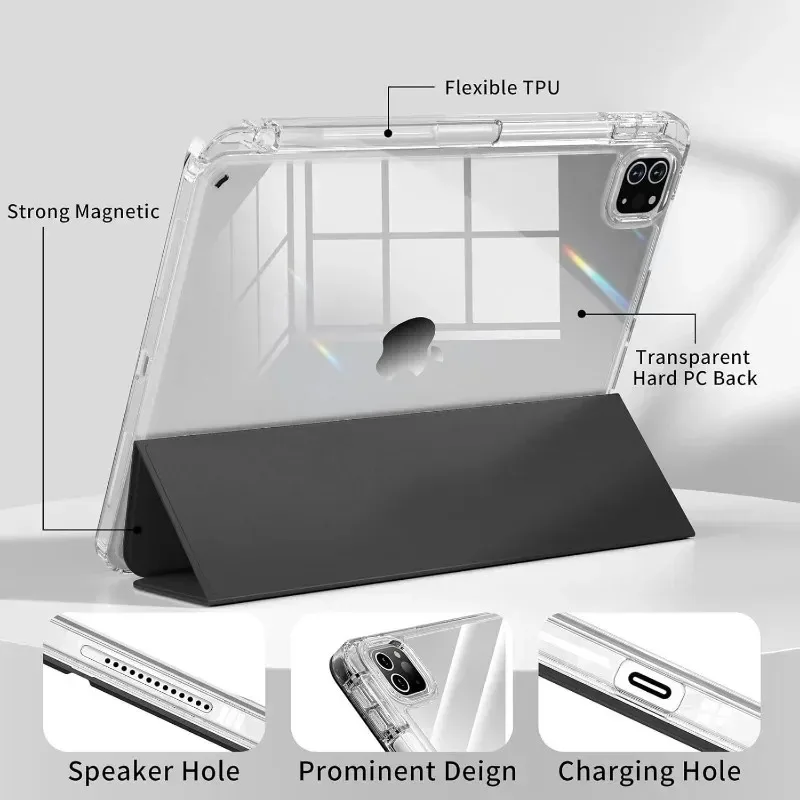Crystal Clear Acrylic Tablet Case with Slim Tri-fold Stand, 2026 Edition