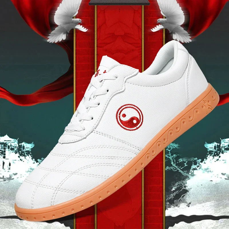 Middle-aged and elderly soft tai chi shoes leather side beef tendon sole anti-slip fitness training tai chi martial arts shoes martial arts shoes