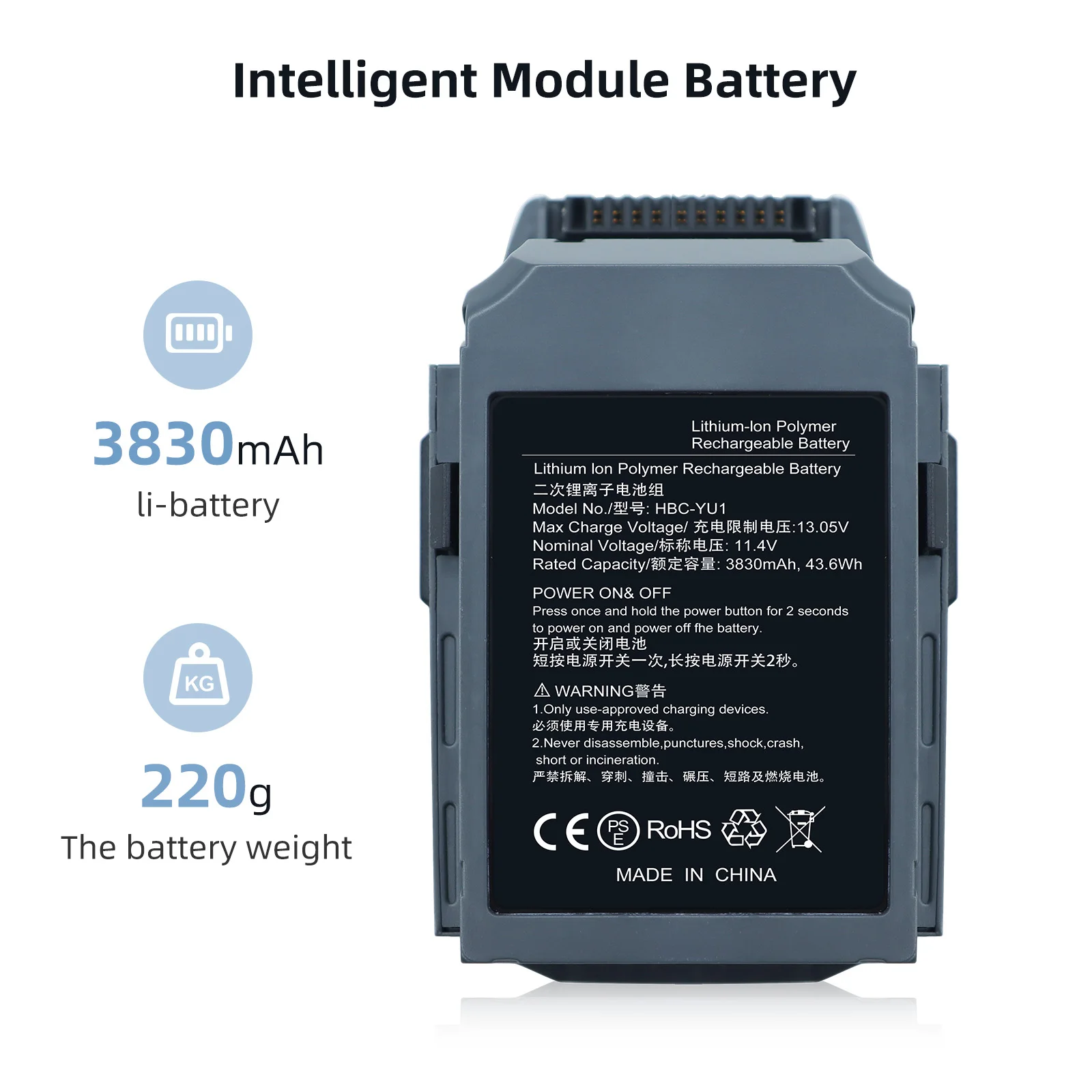 

For Mavic Pro Intelligent Flight Battery Compatible for Mavic Pro Series Aerial Drone Accessories 3830mah 11.4v LiHV Battery