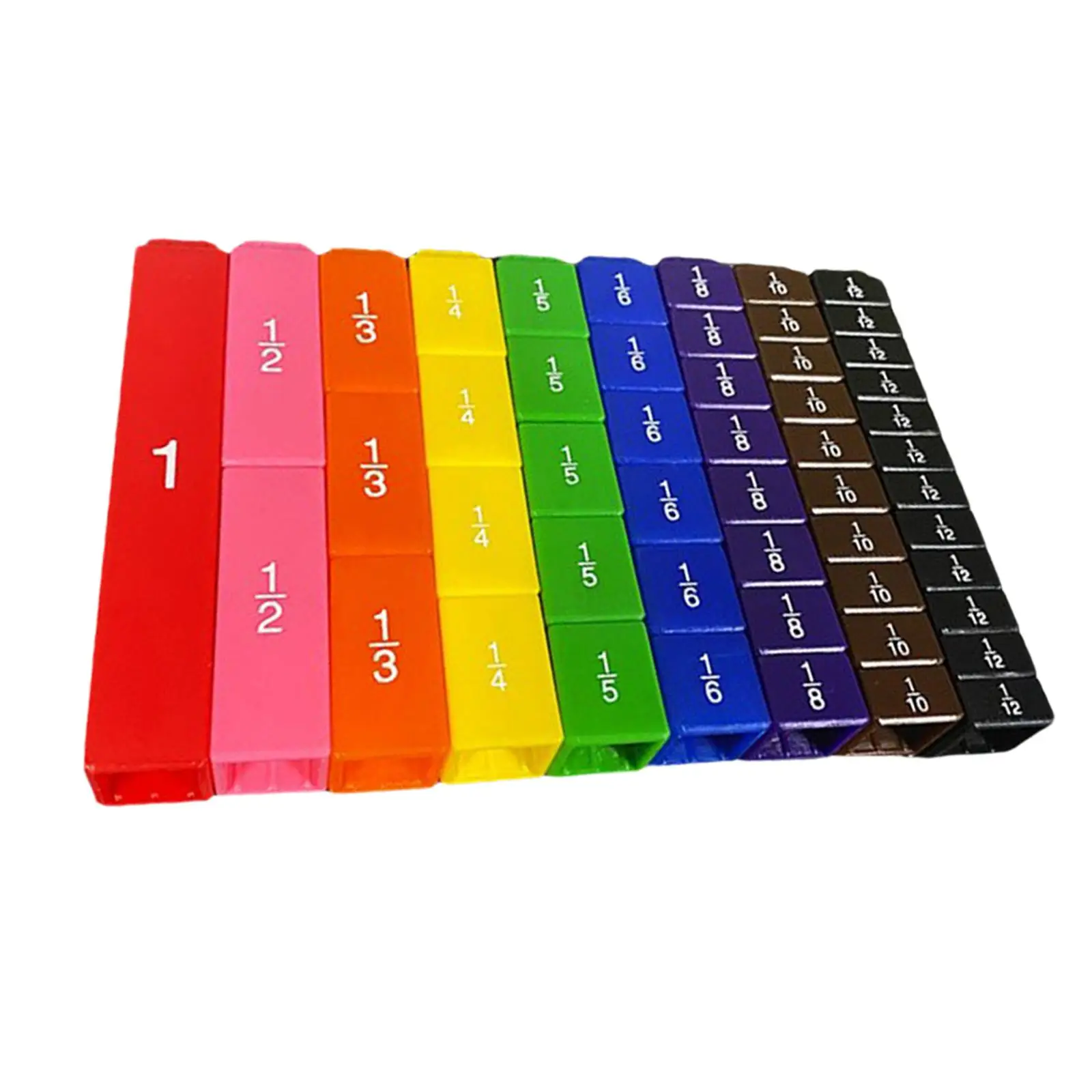 51pcs Rainbow Color Fraction Cubes Math Early Learning Number Teaching