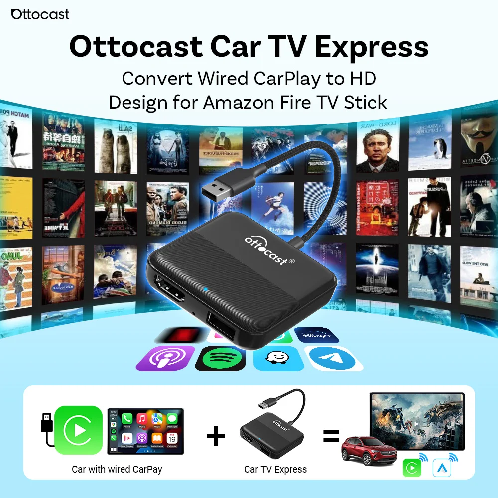 Ottocast Car TV Mate Max Express 4 IN 1 Wireless CarPlay Android