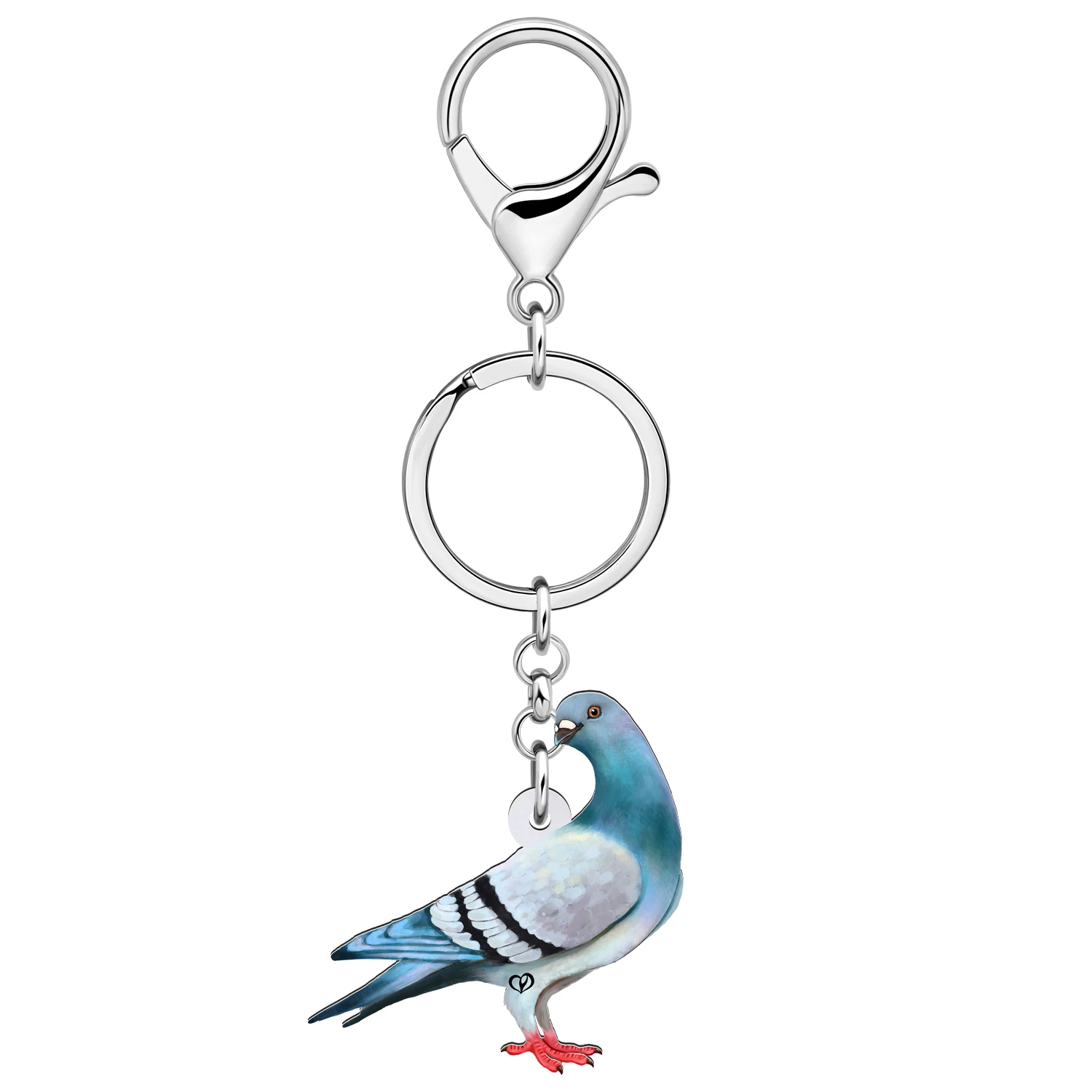 Cute Acrylic Pigeon Keychain With Floral Design - Purse Charm, Gift For Women & Girls