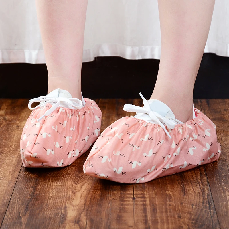 1Pair Reusable Dust Proof Shoe Covers Home Indoor Non-waterproof Sets Of Shoes Student Room Flamingo Dust Proof Feet Covers shoe covers