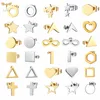12 Pairs Stud Earrings Set for Women Geometric Triangle Star Round Cross Heart Earing Piercing Stainless Steel Jewelry Resale 1
