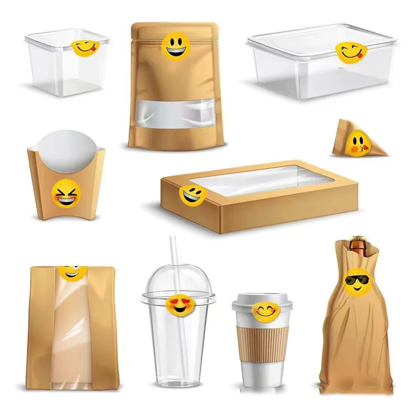 500Pcs/Roll cartoon stickers Funny Smile Face Expression Reward Stickers 8 Designs 2.5cm/1.0in Round PC Pad Fridge Gift Diy Decor