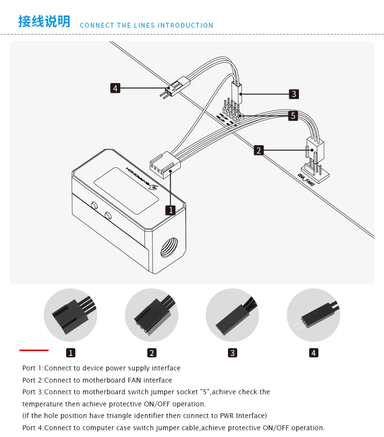 Barrowch-medidor de Temperatura de Fluxo em Tempo Real Sistema de Refrigeração de Água Display Digital Oled Alarme de Monitoramento de Temperatura Fbft08 - Imagem 6