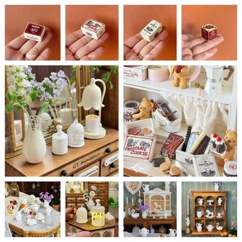 Doll House French Tableware Light Vase Model Miniature Tabletop Display Mini Bear Cracker Barrel Chocolate Box Bryce Display Bjd 1