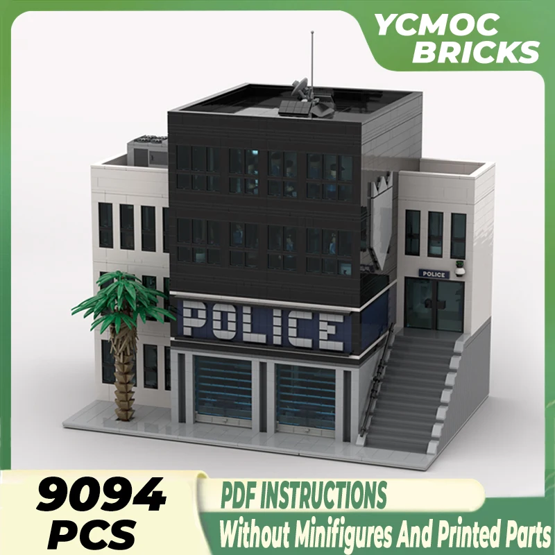 

City Street View Model Moc Building Bricks Modern Police Station Technology Modular Blocks Gift Christmas Toys DIY Sets Assembly