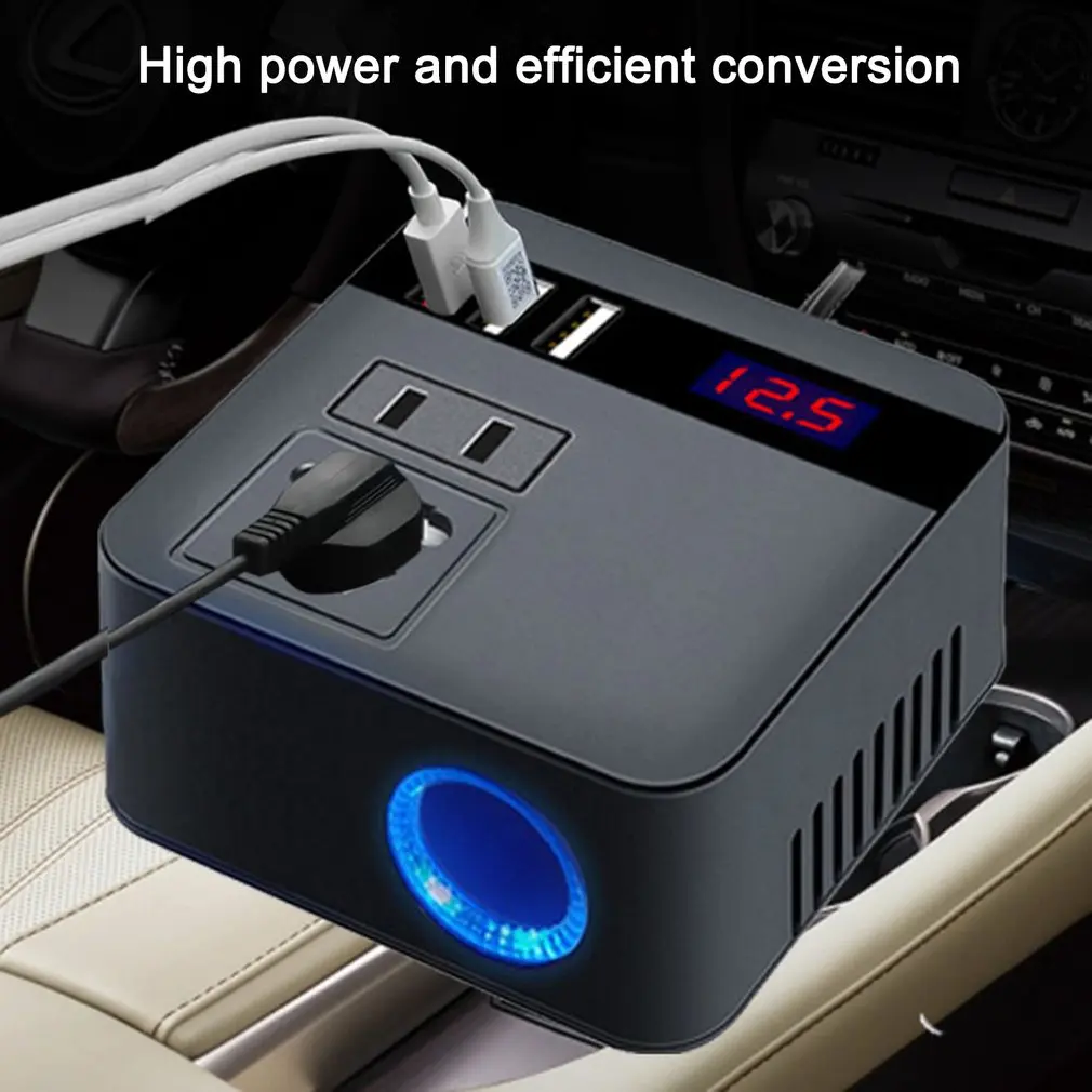 Inverter Car 120w Peak 12v To 110v Led Display Qc 3.0 Usb Outlet