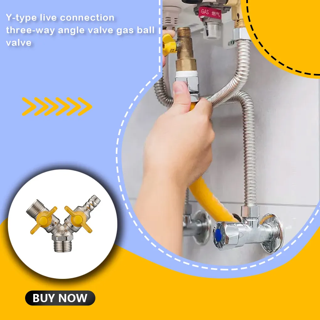 

Gas Hose Connector Valve Adapter Joiner Durable Y-Type Shunt Valve for