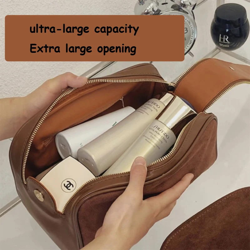 Leather Extra Large Toiletry Bag For Men or Women