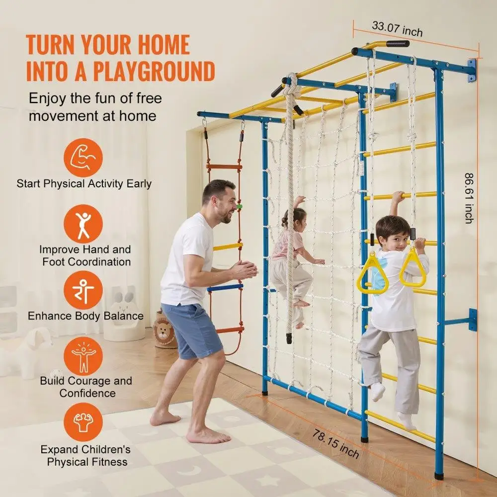 7 Features for kids Climbing Gym Multi Activity Sturdy Steel Construction Indoor Fun Toddler Children for exercise 2
