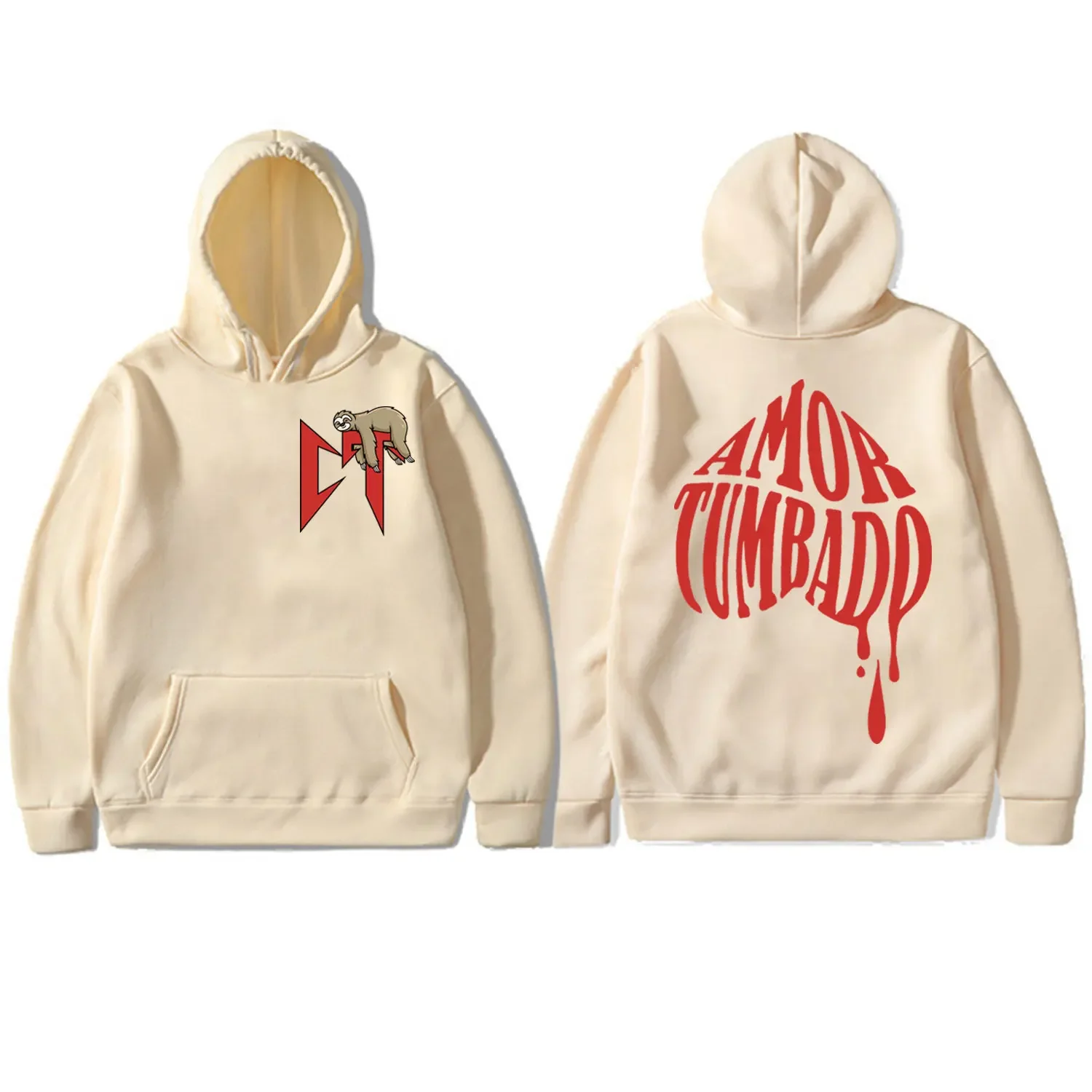 Singer Natanael Cano Corridos Tumbados Sloth Print Hoodie Harajuku Hip Hop Oversized Hoodies Men's Casual Fashion Sweatshirts