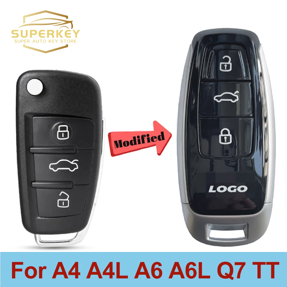 

SUPERKEY Modify For Audi New Style Keyless Smart Car Key Shell Case For 2008 2009 2011 2013 2014 Audi A4 A4L A6 A6L Q7 TT