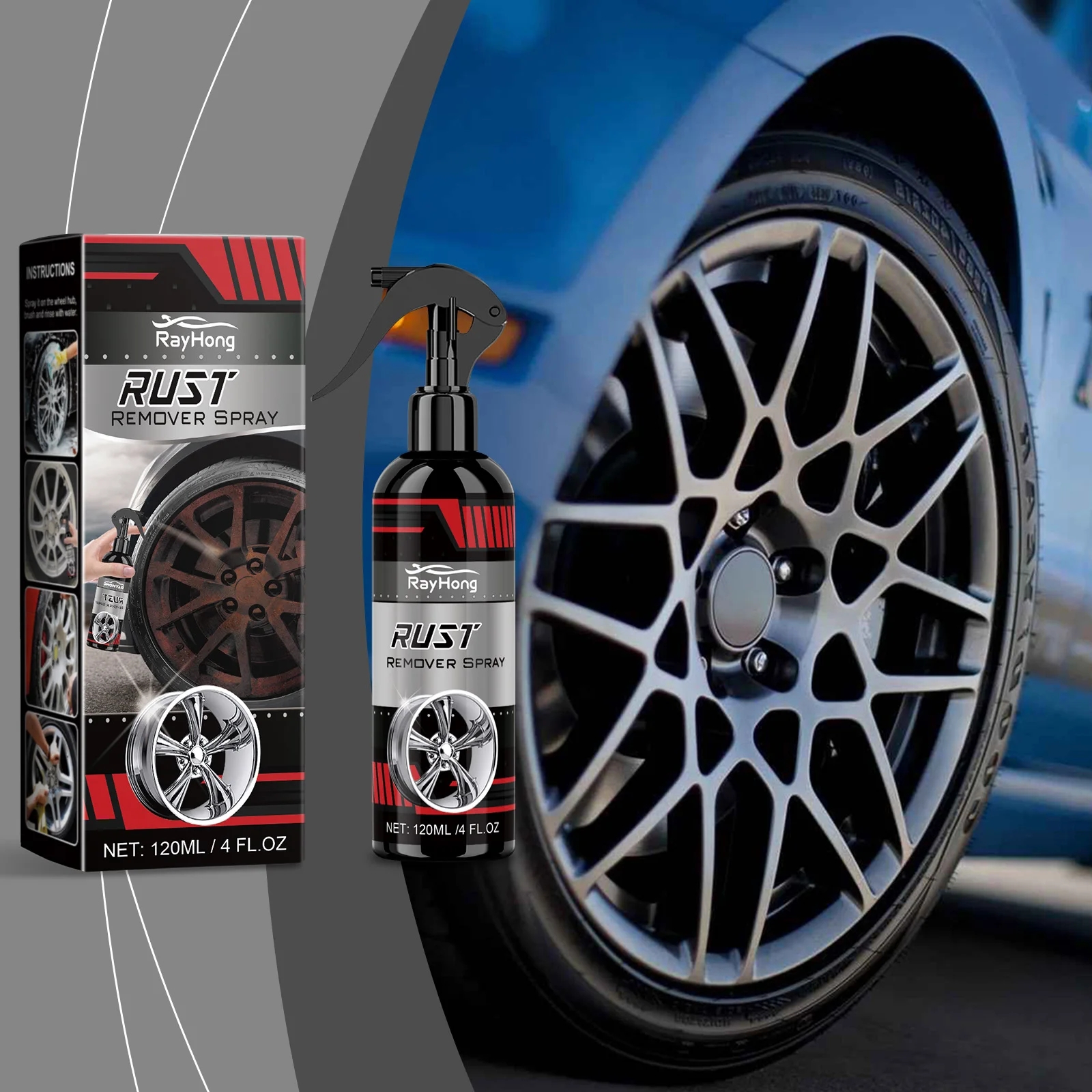 Wheel Rust Removal Cleaning Spray Powerful Decontamination Polishing Maintenance Wheel Hub Automobile Cleaning Agent