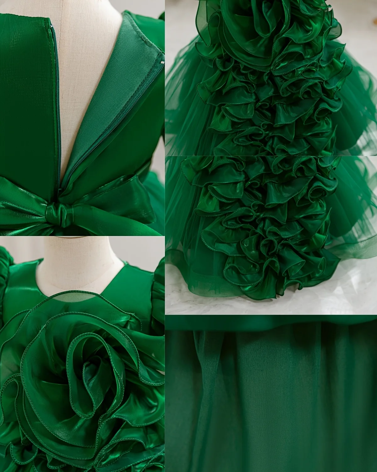 Einjähriges Mädchen Prinzessinnenkleid Puffärmel Kinderkleid Flauschiger Rock Geburtstagsparty-Kleid Dreidimensionales Kleid – Detail 4