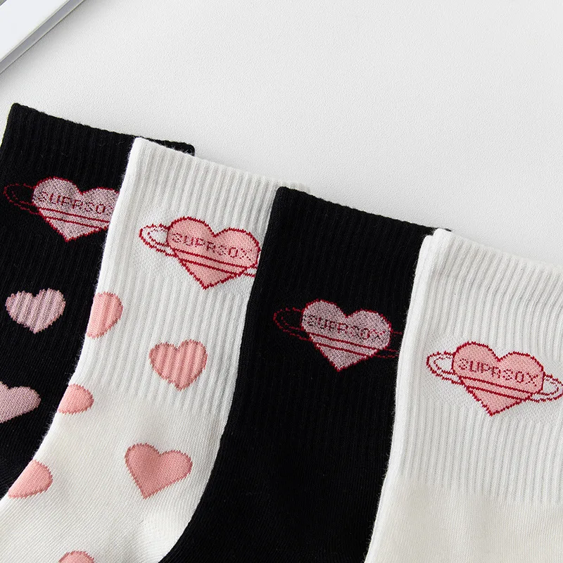 

cute socks love print kawaii slouch socken damen white harajuku women meias cotton korean style calcetines skarpetki damskie