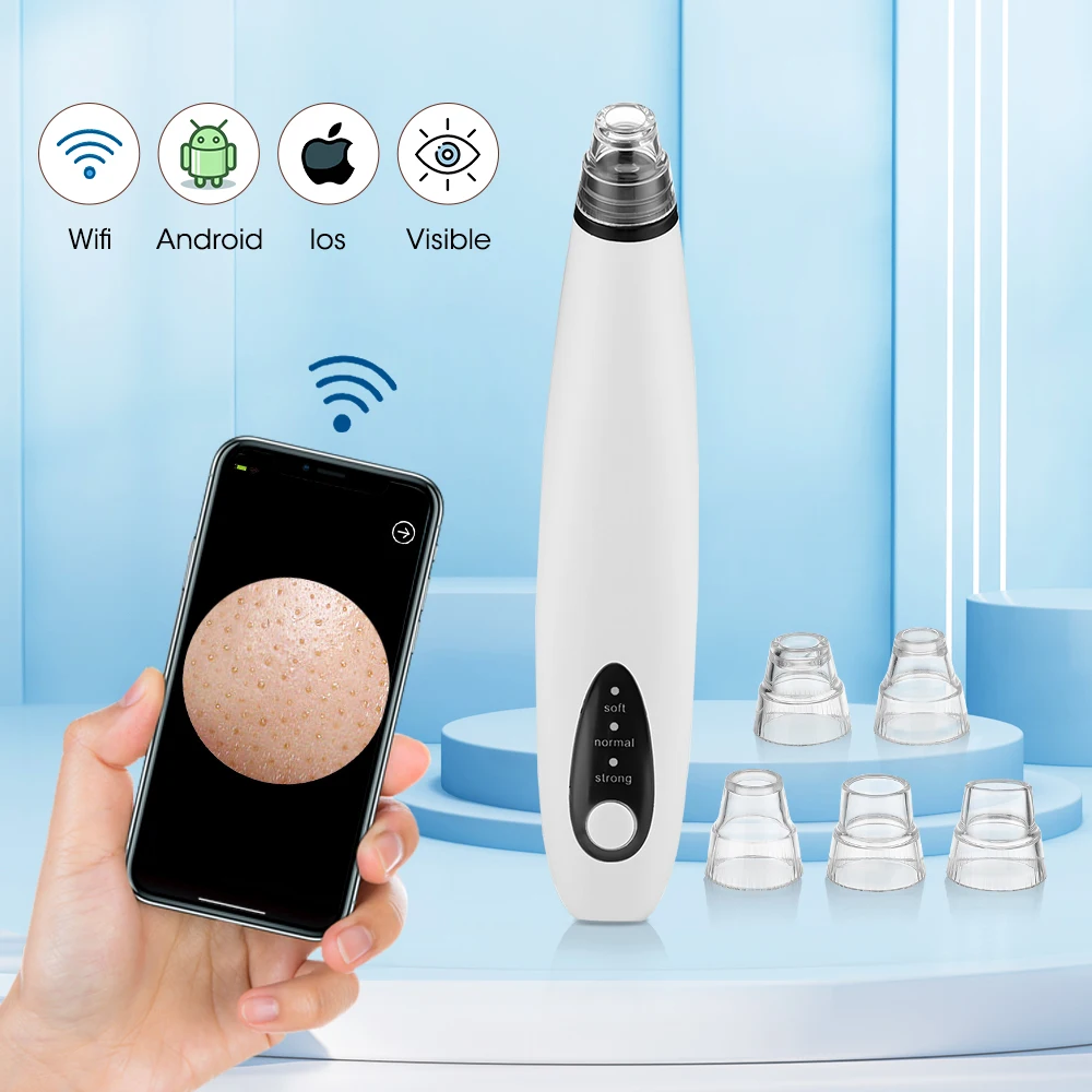 Blackhead Remover Facial Pore Cleanser Acne Remover Visual Facial Cleaner Nose Blackhead Deep Pore Acne Pimple Removal Vacuum Suction Diamond Beauty Tool USB Face Household